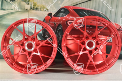 20"+21" GT3RS komplet felg, felgi 10J x 20 ET45 + 13J x 21 ET31, czerwone Pyrored