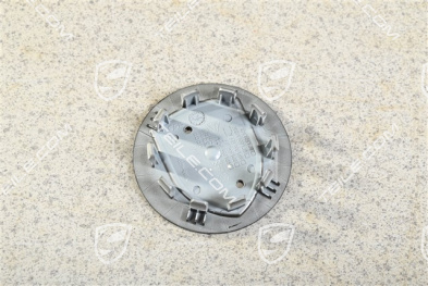 Hub cap, concave, emblem in Rhodium, black high gloss