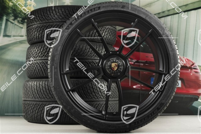 20"+21" GTS komplet kół zimowych "Turbo S", felgi centralnie mocowane 8,5J x 20 ET50 + 11J x 21 ET66 + opony zimowe Michelin 245/35 R20 + 295/30 R21, czarny satynowy półmat