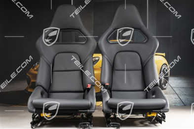 Bucket seats, collapsible, leather Black, L+R