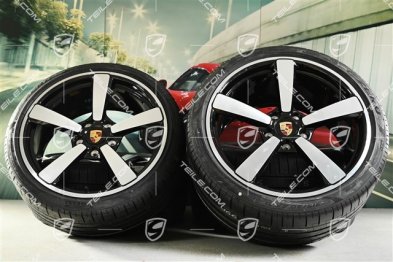 20"+21" koła letnie, komplet Turbo Exclusive Design, felgi 9,5J x 20 ET44 + 12J x 21 ET70 + opony letnie Pirelli 255/35 R20 + 315/30 R21, czarny wysoki połysk