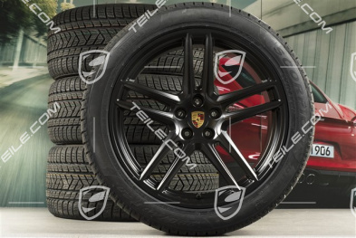 20-inch "Macan Turbo" winter wheels set, rims 9J x 20 ET26 + 10J x 20 ET19 + Pirelli  winter tyres 265/45 R20 + 295/40 R20, black satin mat, with TPMS