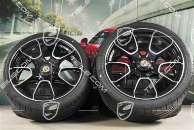 20-inch + 21-inch Turbo S Exclusive Design summer wheel set, rims 9,5J x 20 ET44 + 12J x 21 ET70 + Pirelli summer tyres 255/35 R20 + 315/30 R21, black high gloss