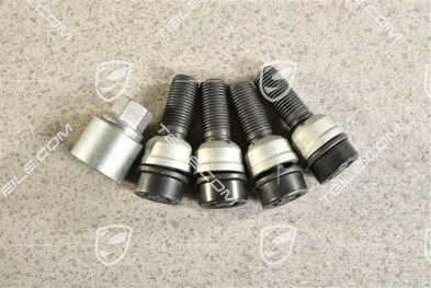Anti-theft wheel bolt set (4 pcs.), incl. adapter, Black
