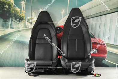 Seats, el. adjustment, Porsche logo, leather, Black, set (L+R)