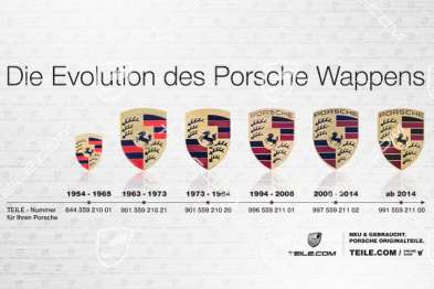 Lid emblem, front, crest Porsche