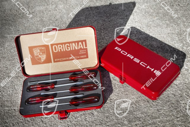 Porsche Classic screwdriver tool kit set in steel case, plastic, 5 parts