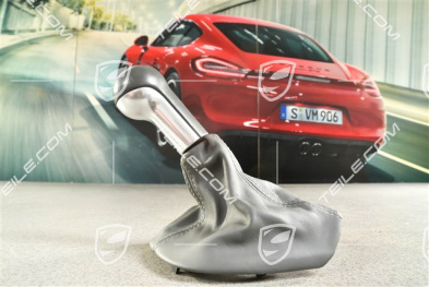 Schalthebelknopf, Steingrau Leder / Aluminium, 6-gang schaltgetriebe