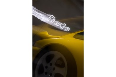 Porsche Turbo illuminated lettering, LED, light colour: 4,000 Kelvin, size 98.9 x 25 cm, limited to 911 pieces