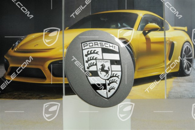 Radzierdeckel, Titanium Dark, für 20" Carrera Classic Räder, Wappen schwarz-weiß