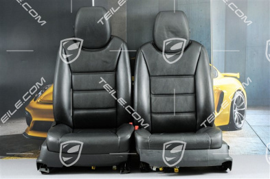 Seats, el adjustable, Lumbar, ruffled leather, Black, set (L+R)