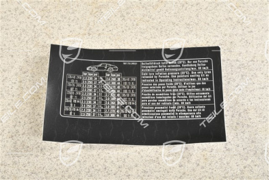 Identification / notice sticker for tire pressure