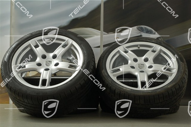 18" Boxster S Winterräder Satz (Felgen mit Reifen), Felgen vorne 8J x 18 ET57 + hinten 9J x 18 ET43 + NEUE Winterreifen 235/40 R18 + 255/40 R18
