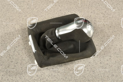 Schaltknauf / Schaltknopf mit Schaltmanschette, Alcantara, Schwarz, Schaltgetriebe