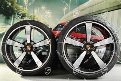 20"+21" koła letnie, komplet Turbo Exclusive Design, felgi 9,5J x 20 ET44 + 12J x 21 ET70 + opony letnie Pirelli 255/35 R20 + 315/30 R21, czarny wysoki połysk