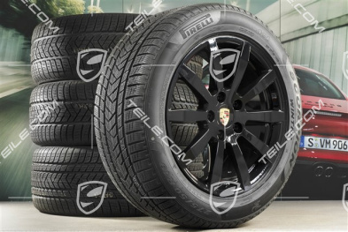 19" Cayenne S Winterräder Satz, Felgen 8,5J x 19 ET47 + 9,5J x 19 ET54 + NEUE Pirelli Winterreifen 255/55 R19 + 275/50 R19, mit RDK-Sensoren, schwarz hochglanz