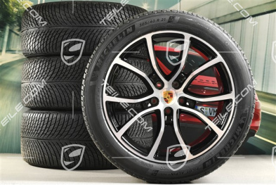 21-inch Cayenne Exclusive Design winter wheel set, rims 9,5J x 21 ET46 + 11,0J x 21 ET58 + Michelin winter tyres 285/45 R21 + 305/40 R21, with TPMS, Jet Black Metallic