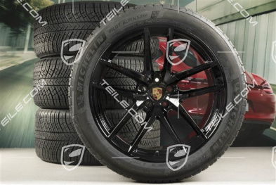 20-inch "Macan S" winter wheels set, rims 9J x 20 ET26 + 10J x 20 ET19 + NEW Michelin winter tyres 265/45 R 20 + 295/40 R 20, black satin matt, with TPMS