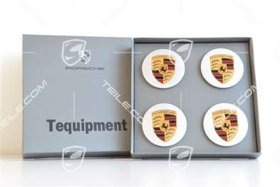 Hub cap set, convex, crest coloured, silver