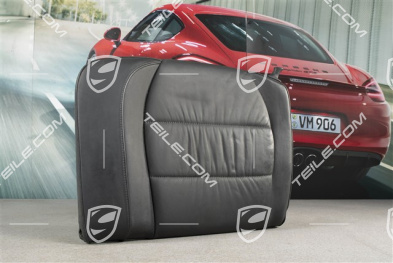 Back seat backrest, Draped leather, black, Coupe, L