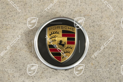Wheel hub cap, crest coloured, black satin matt