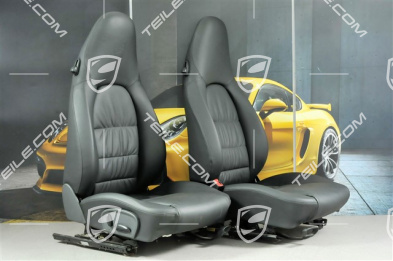 Sitze, manual einstellbar, heizung, Leder, Schwarz, Raffleder, Porsche Wappen, Satz (L+R)