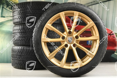 19-inch Boxster S winter wheels set, rims 8J x 19 ET57 + 10J x 19 ET45 + NEW Michelin Pilot Alpin 4 winter tires 235/40 R19 +265/40 R19, aurum satin matt