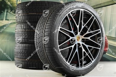 22-inch Macan RS Spyder Design winter wheel set, rims 9J x 22 ET29 + 11J x 22 ET47 + NEW Continental winter tyres 255/40 R22 + 295/35 R22, black high gloss