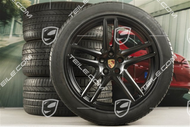 20-inch Turbo summer wheels set, rims 9J x 20 ET26 + 10J x 20 ET19 + NEW Pirelli summer tyres 265/45 R20 + 295/40 R20, Black satin mat, with TPMS