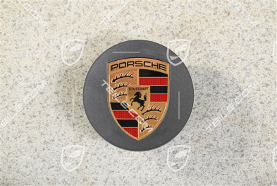 Hub cap, concave, monochrome crest, Adamantium Dark