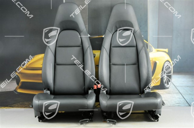 Seats, manual adjustment, heated, leatherette, black, set (L+R)