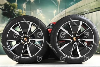 21-inch Macan Turbo winter wheel set, rims 8,5J x 21 ET27 + 10,5J x 21 ET47 + Continental winter tyres 255/45 R21 + 285/40 R21, black high gloss