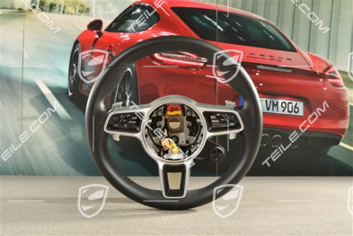 Multifunktionslenkrad PDK mit Schaltwippen, Sport Chrono Plus Paket, Leder, Schwarz