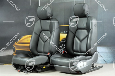 Seats, el. adjustable, leather, black, set (L+R)