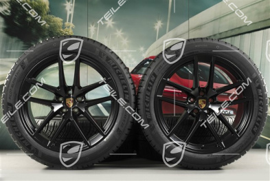 20-inch "Macan S" winter wheels set, rims 9J x 20 ET26 + 10J x 20 ET19 + NEW Michelin winter tyres 265/45 R 20 + 295/40 R 20, black satin matt, with TPMS