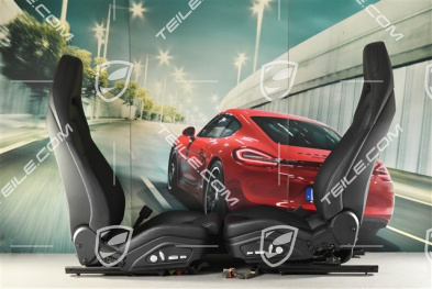 Seats, el. adjustment, Porsche logo, leather, Black, set (L+R)