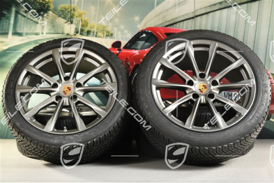 19" Boxster S koła zimowe komplet, felgi 8J x 19 ET57 + 10J x 19 ET45, opony zimowe Michelin Pilot Alpin 4: 235/40 R19 + 265/40 R19, Platinum satynowy mat