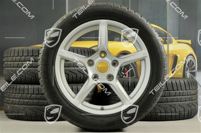 18" Boxster winter wheel set, 8J x 18 ET57 + 9J x 18 ET47 + winter tyres Pirelli Sottozero II 235/45 R18 + 265/45 R18, with TPMS