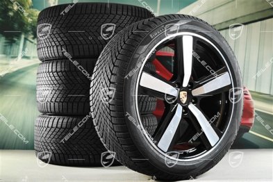 22" Koła zimowe, komplet, Cayenne Exclusive Design Sport, felgi 10J x 22 ET48 +11,5J x 22 ET61 + opony zimowe Pirelli 285/40 R22 + 315/35 R22, czarny wysoki połysk