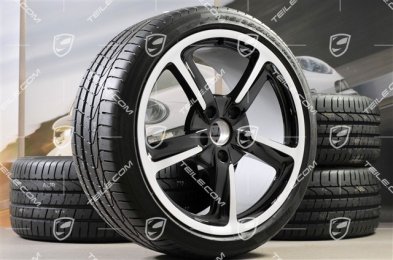 20-inch SportTechno summer wheel set, rims 8,5J x 20 ET57 + 10J x 20 ET50, NEW summer tires Pirelli 235/35 R20 + 265/35 R20, in black high gloss