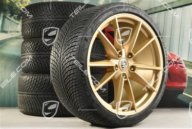 20/21-inch Carrera S winter wheel set, wheel rims 8,5J x 20 ET53 + 11J x 21 ET66 + Michelin winter tyres 245/35 R20 + 295/30 R21,  in Aurum gold satin-mat