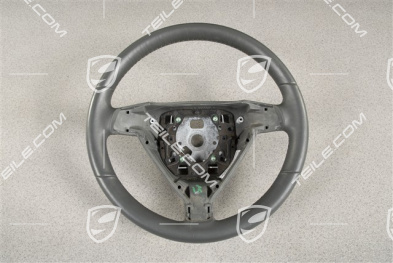 3-spoke steering wheel, Stone grey, leather