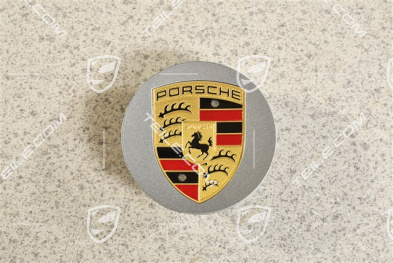 Hub cap, concave, coloured crest, GT Silver