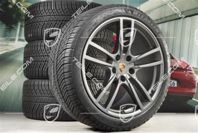 21-inch Cayenne COUPÉ Turbo Design winter wheel set, rims 9,5J x 21 ET46 + 11,0J x 21 ET49 + Michelin winter tyres275/40 R21 + 305/35 R21, with TPMS, platinum satin matt