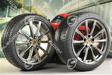 19" Boxster S koła zimowe komplet, felgi 8J x 19 ET57 + 10J x 19 ET45, opony zimowe Michelin Pilot Alpin 4: 235/40 R19 + 265/40 R19, Platinum satynowy mat