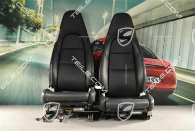 Seats, el. adjustable, 14-way, heating, lumbar, leather, black, set, L+R