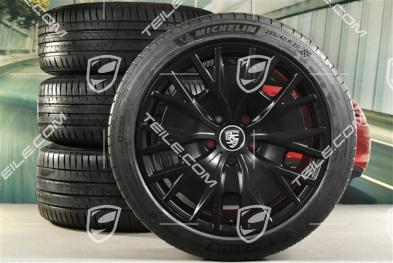 20" koła letnie Turbo S Aero Design, komplet, felgi 9J x 20 ET54 + 11J x 20 ET60, opony letnie Michelin 245/45 R20 + 285/40 R20, czarny satynowy mat,