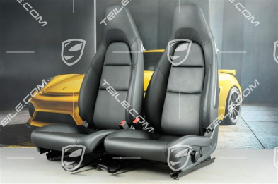 Seats, manual adjustment, heated, leatherette, black, set (L+R)