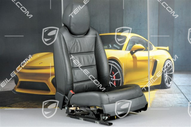 Seat, el. adjustable, lumbar, ruffled leather, black, L