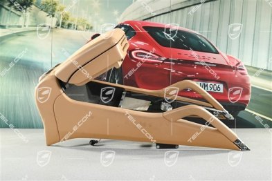 Mittelkonsole mit Armlehne, Glattleder mit Alcantara, Sandbeige